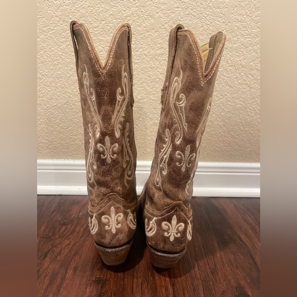 Corral Brown Embroidered Heeled Boots - image 3